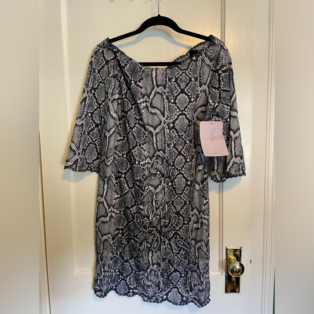 Snake print sample dress w/ embroidery